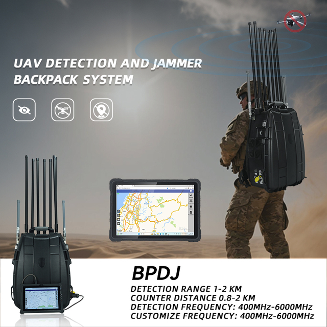 Рюкзак 400 МГц-6000 МГц 2 км диапазон FPV Drone Jammer 1-2 км детектор сигнала дронов